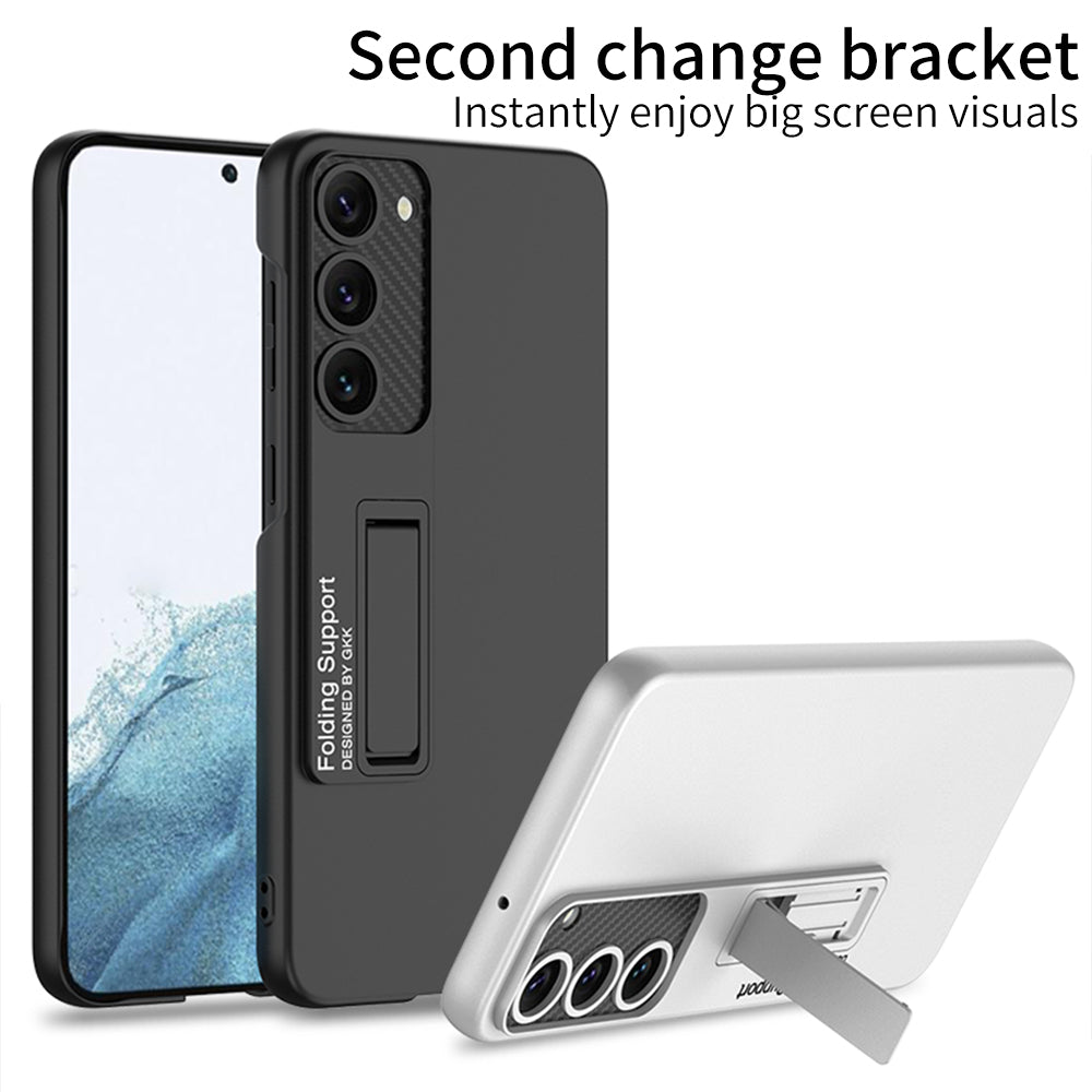 GKK til Samsung Galaxy S23 Anti-drop gummibelagt telefoncover Ultratyndt hårdt pc-cover med støtteben GKK til Samsung Galaxy S23 Anti-drop gummibelagt telefoncover Ultratyndt hårdt pc-cover med støtteben